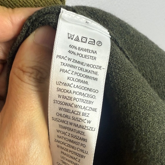 Cynthia Rowley Active Cotton Blend Olive Charcoal Knit Open Front Large Cardigan - Picture 8 of 10